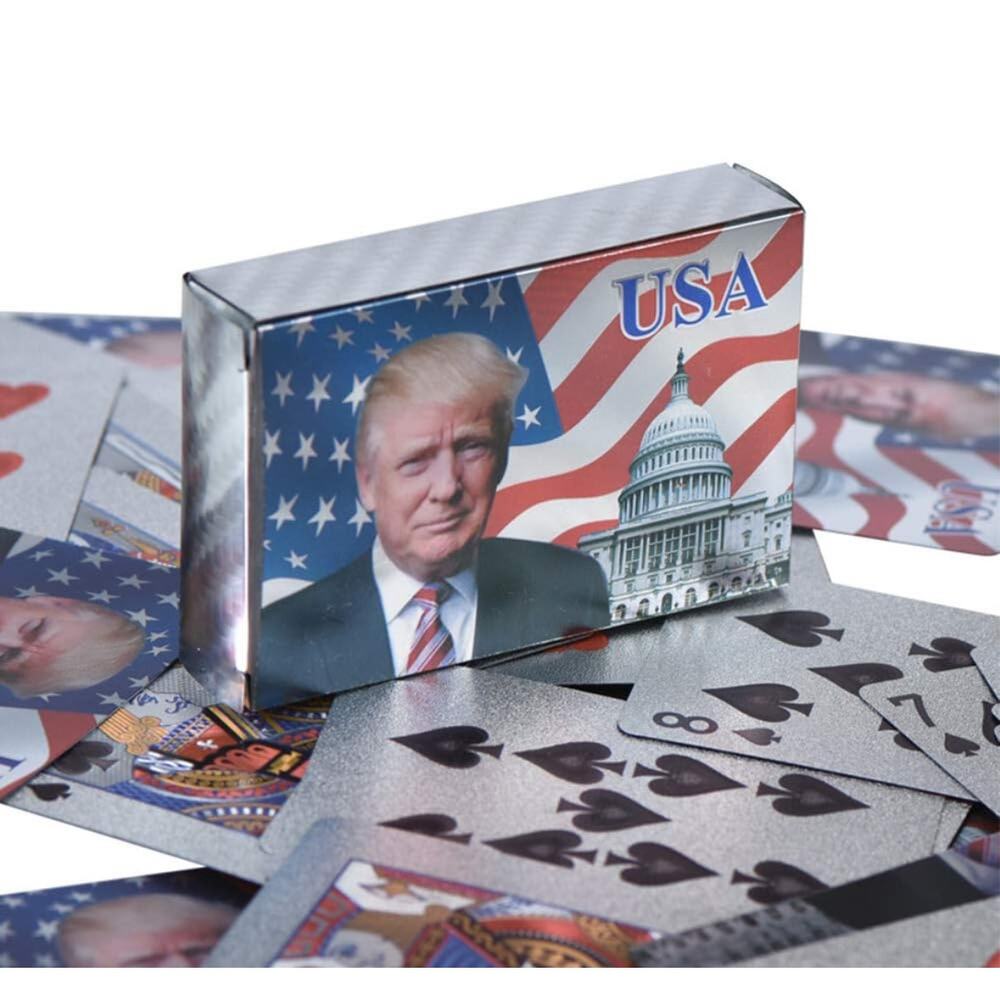 Collectible Donald Trump USA Silver Foil Waterproof Playing Poker Deck Cards